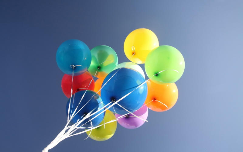 Blue, Balloons, Sky, Colorful, 2K