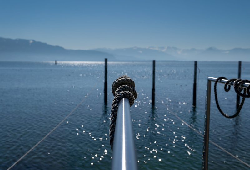 post, water, focus on foreground, wooden post, sky, tumblr, lake constance, sea, rope, texture, lake, 5K, scenics - nature, railing, day, no people