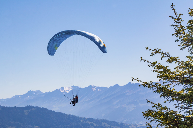 mountains, freedom, paraglider, clouds, glider, real people, scenics - nature, unrecognizable person, leisure activity, adventure, flying, transportation