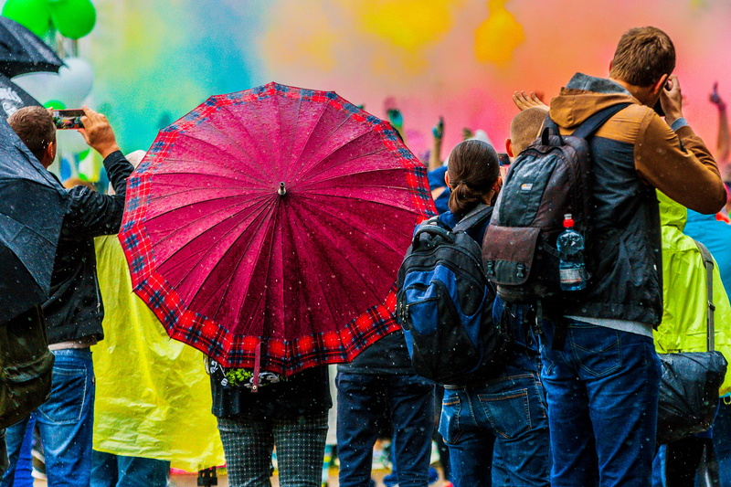 umbrella, taking, vilniu, waiting for something, wet, colour, 2K, amazing, people, colour run, rear view, gathered, holding, event, arts culture and entertainment