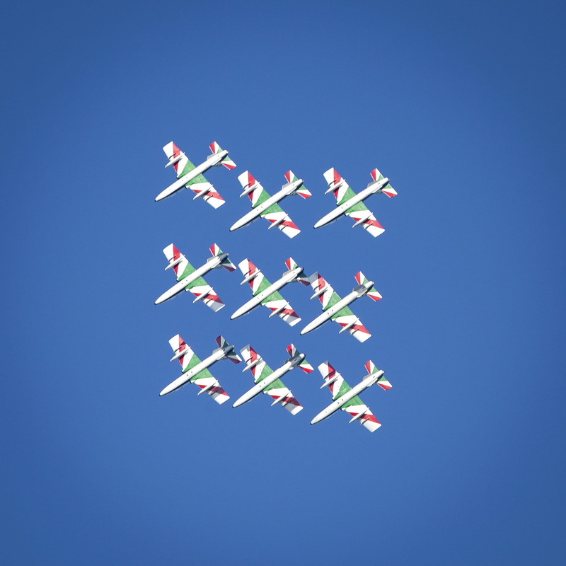 military, blue, air force, love, sunny, clear sky, multi colored, sky, airshow, aviation, nature, planes, cooperation, art, mid-air, copy space, airplane