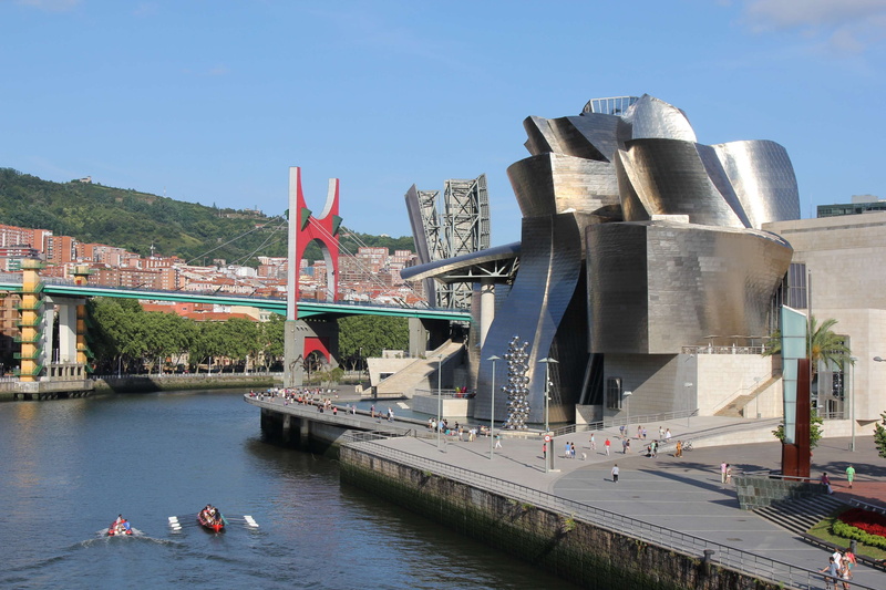 city, river, built structure, incidental people, group of people, spain, bridge, deusto, bilbao, travel destinations, architecture, bridge - man made structure