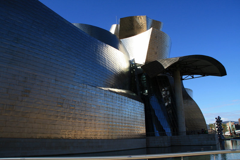 office, 4K, city, sunlight, bilbao, spain, built structure, day, guggenheim, blue, travel destinations, sky, clear sky, outdoors, nature, building, building exterior