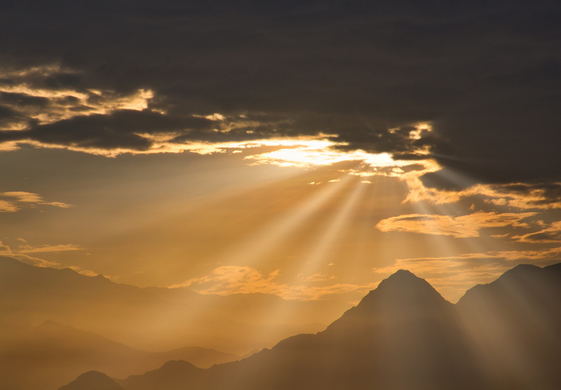 holiday, trujillo, sunlight, outdoors, silhouette, mountain, sunbeam, 5K, peru, bright, non-urban scene, landscape, nature, sunset, orange color, sky