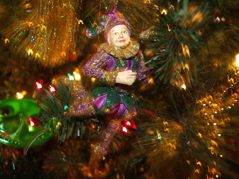 jester, christmas tree decoration, event, doll, sparkling, christmas lights, holiday - event, no people, ornament, close-up, colorful, indoors, illuminated