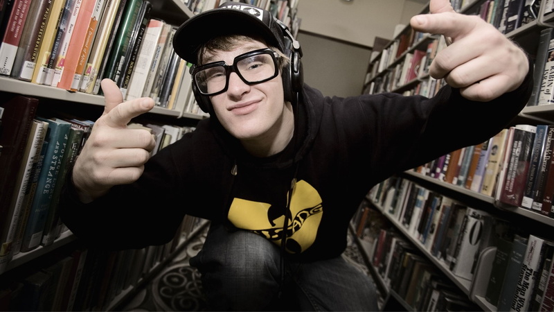 nerd, 1080P, learning, indoors, teenager, studying, publication, Glasses, young adult, intelligence, student, book, portrait, library, Mc lars, Smock