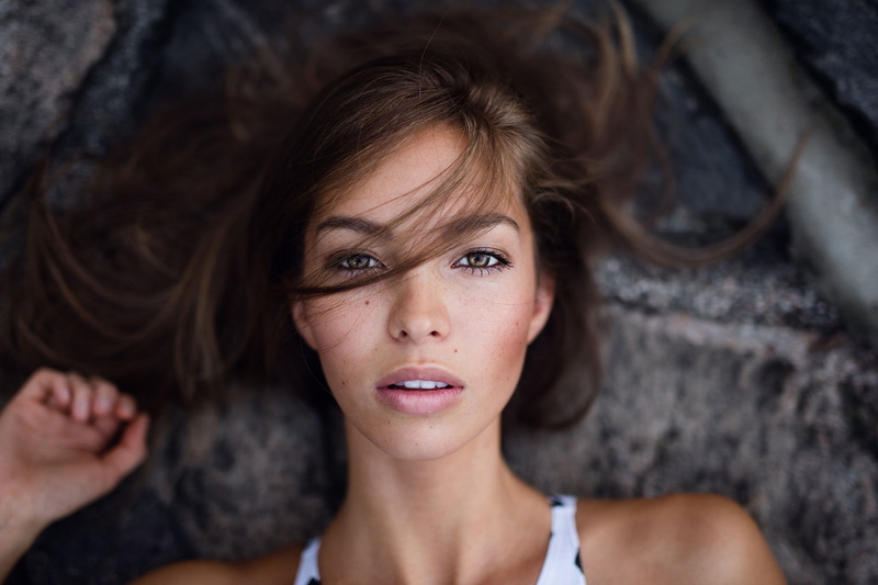 Stacie Elmer, Jesse Herzog, open mouth, face, lying on back, 1080P, looking at viewer, brunette, women, hair in face