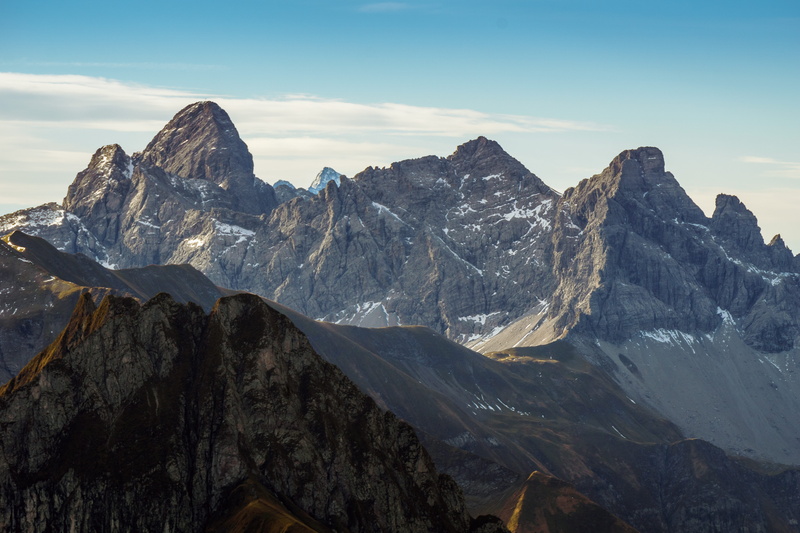 snow, rock, sky, golden autumn, scenics - nature, alpine, formation, autumn, tranquil scene, mountains, non-urban scene, foghorn, mood, snowcapped mountain