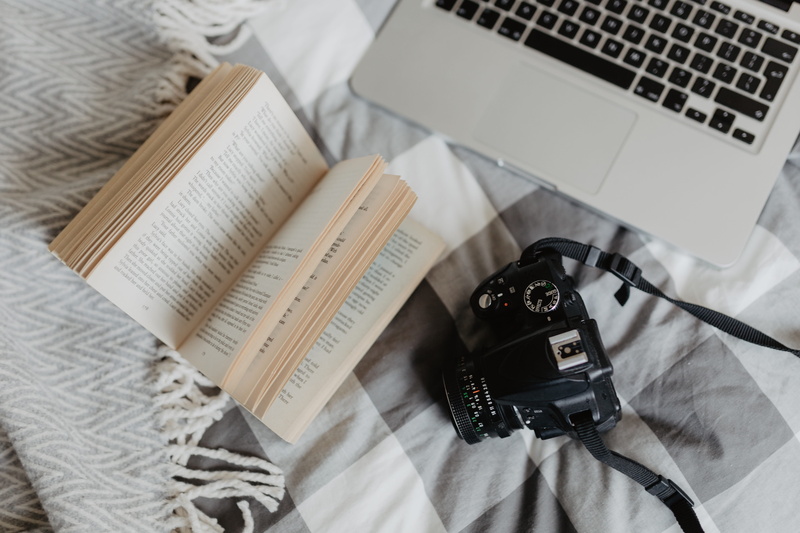 laptop, no people, camera, bedding, still life, focus on foreground, high angle view, indoors, computer, connection, camera - photographic equipment, communication