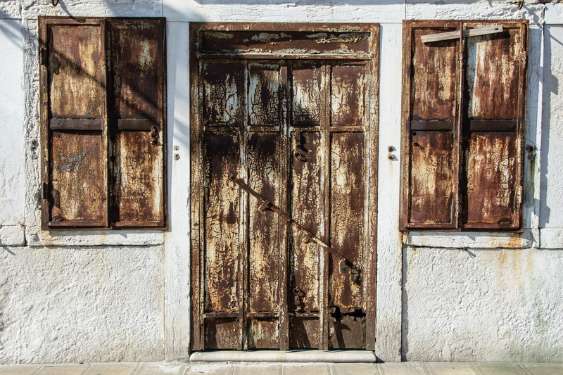 stainless, building exterior, security, rusted, built structure, closed, house, old door, ailing, protection, metal, outdoors, building, door, safety, structure