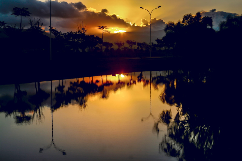 beauty in nature, tree, silhouette, outdoors, horizon, afternoon, peace, tranquil scene, dusk, cloud - sky, end of the day, reflection lake, gratitude