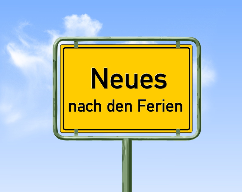 summer, rectangle, sky, new, directional sign, western script, blue, germany, town sign, information, guidance, holidays, 4K, warning sign, sign, direction