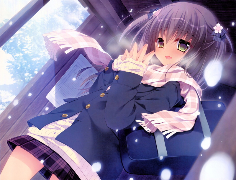 smiling, clothing, anime girl, Anime, winter, fashion, 4K, young adult, one person, outdoors, scarf, emotion, adult, digital composite, shy, young women