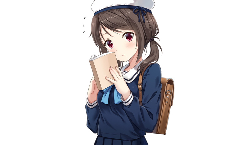Book, Bag, Brown Eyes, Girl, School Uniform, Anime, 1080P, Original, Brown Hair, Original (Anime)