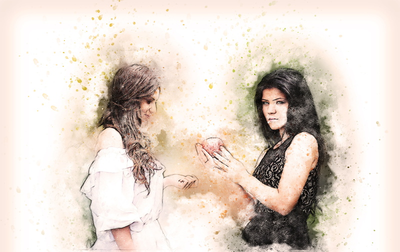 4K, brown hair, togetherness, adult, design, bonding, aquarelle, child, lifestyles, emotion, standing, positive emotion, people, beauty, white, real people