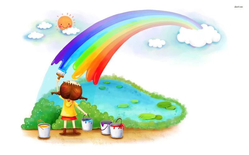 animal, cloud - sky, watercolor painting, paint, cute, child, rainbow, water, preschool student, paintings, multi colored, art and craft, creativity, childhood