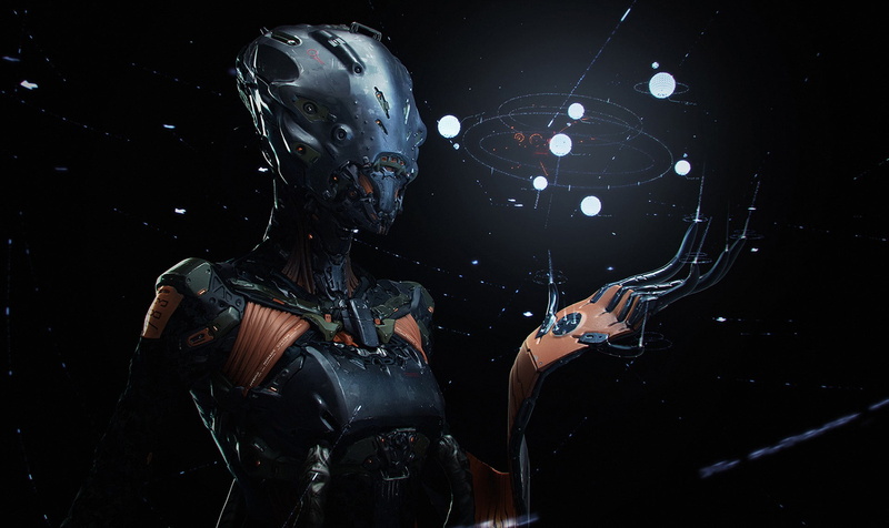 nature, robot, glass - material, digital composite, black color, black, art, illuminated, art and craft, night, two people, indoors, alien, creativity