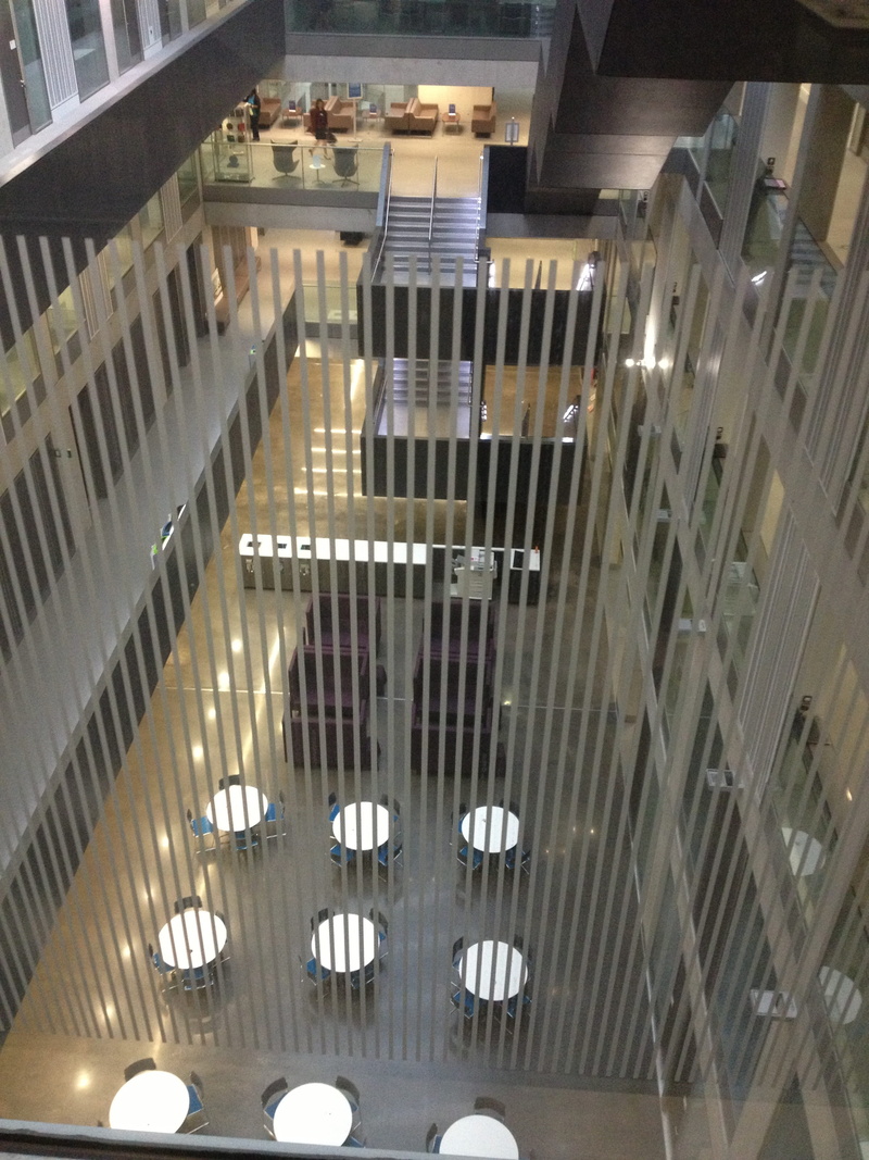 building, College, light, indoors, ceiling, reflection, the past, modern, low angle view, glass - material, 2K, built structure, design, manchester, architectural