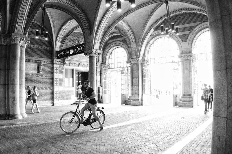 activity, riding, netherlands, architecture, rijksmuseum, built structure, architectural column, building exterior, arch, incidental people, real people