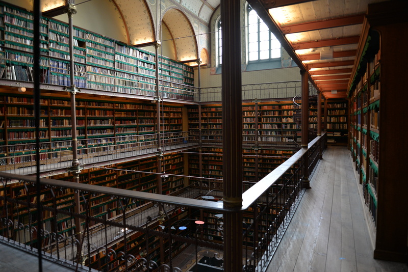 architecture, library, railing, warehouse, education, books, research, book, learning, metal, indoors, no people, literature, industry, publication, holland