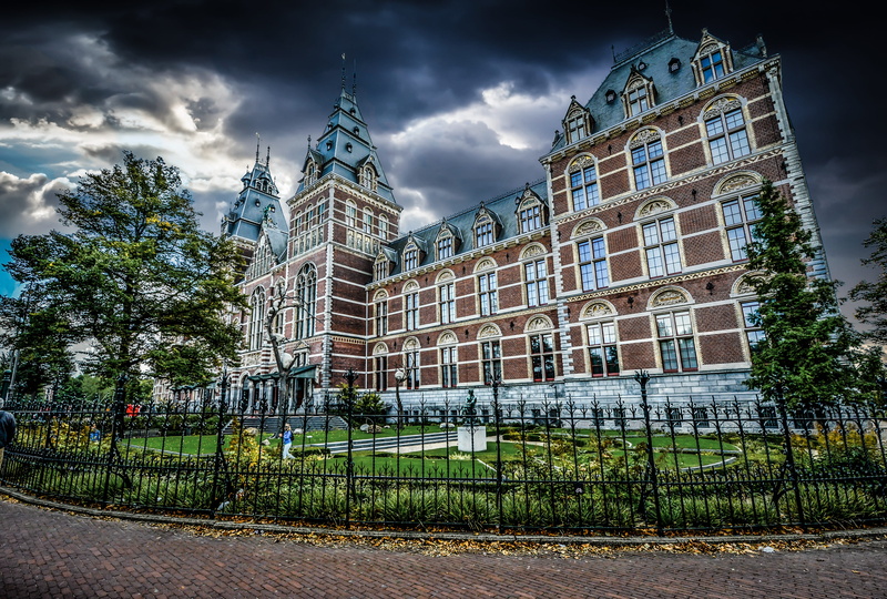 amsterdam, travel, fence, historic, building, 4K, sky, building exterior, window, built structure, tourism, travel destinations, low angle view, architecture