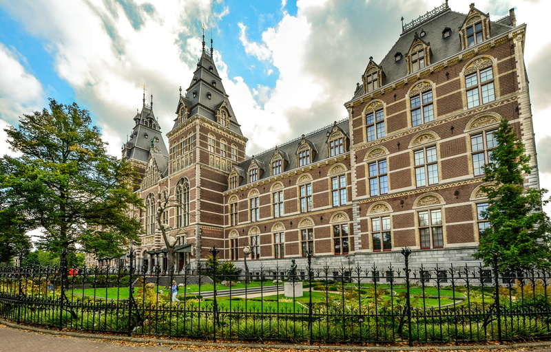 architecture, cloud - sky, europe, heritage, rijksmuseum, travel, landmark, 4K, sky, architectural, museum, the past, netherlands, built structure, front