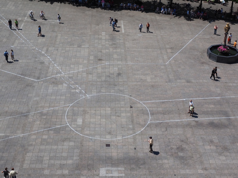 4K, space, group of people, ulm, lifestyles, incidental people, outdoors, group, leisure activity, lines, walking, sport, cathedral square, high angle view