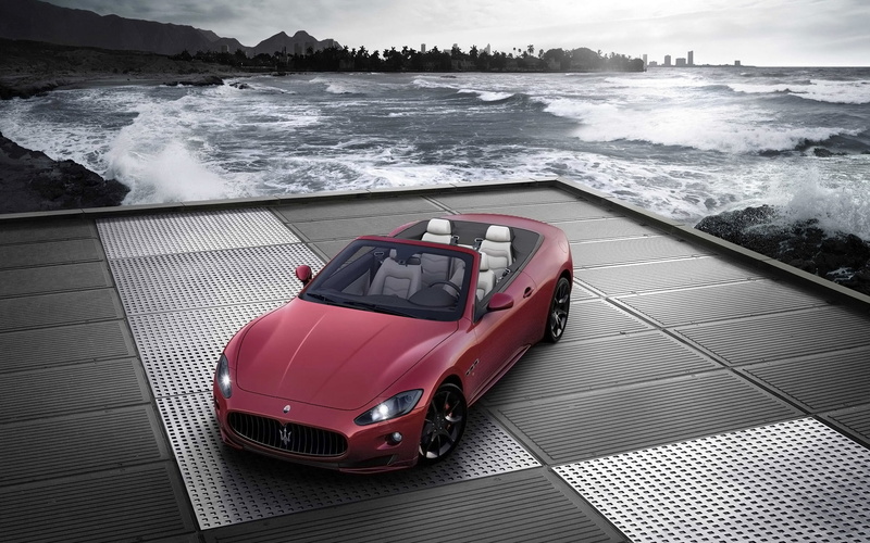 1080P, sport, car, Maserati GranCabrio, red, maserati, grancabrio, convertible