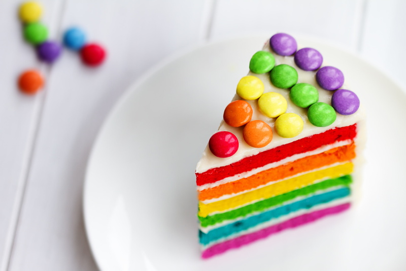 rainbow, cake, Birthday, colorful, Happy, 4K