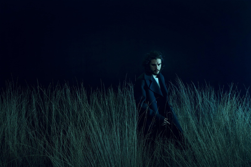 night, photoshoot, coat, Norman Jean Roy, LUomo Vogue, actor, 1080P, grass, nature, Kit Harington, photographer