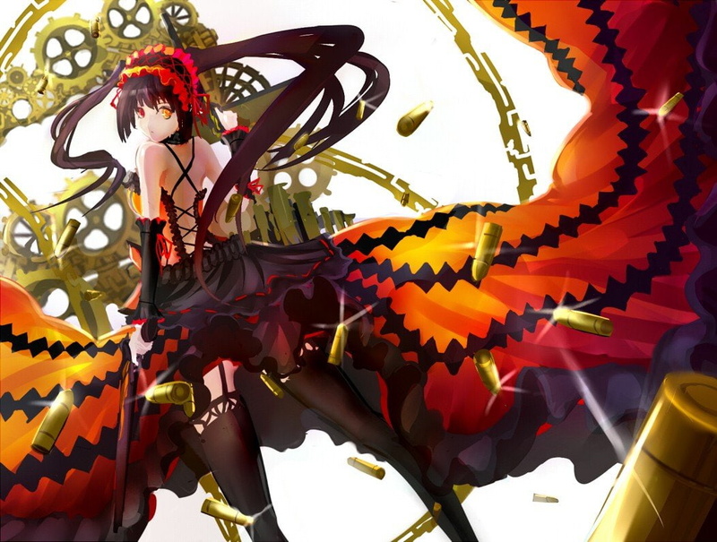 Date A Live, artwork, 480P, anime, Anime Girls, Tokisaki Kurumi, gun