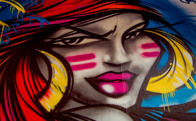 human face, Graffiti, creativity, redhair, multi colored, young women, adult, xcia, Woman, streetart, trouble, lipstick, Artistic, fashion, art and craft