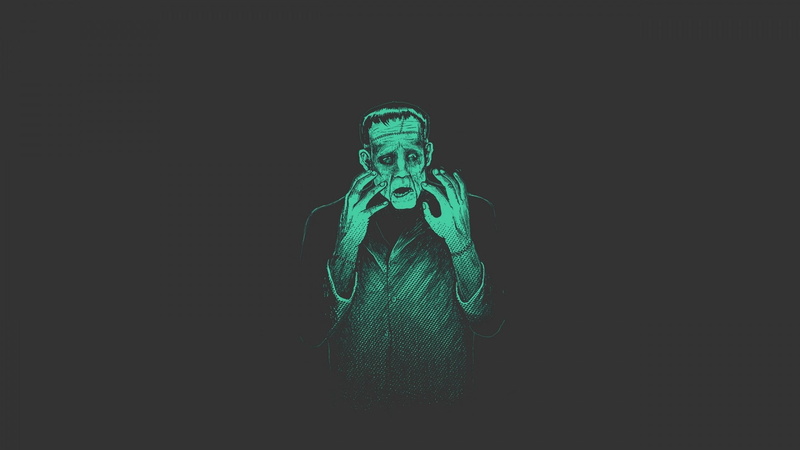 black background, Monster of Frankenstein, minimalism, 1080P