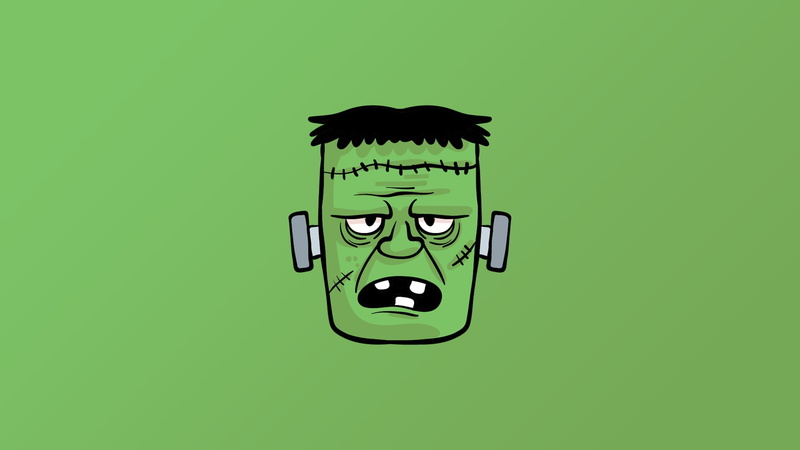 fantasy, digital art, Frankenstein, monster, artwork, minimalism, 1080P, green background, simple background