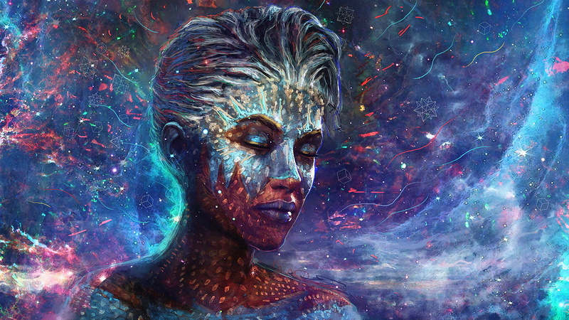 face paint, abstract, beautiful woman, fashion, colorful, art and craft, looking, women, 1080P, multi colored, headshot, space, digital composite, beauty