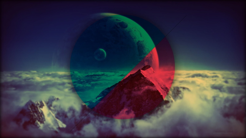 mountains, planet, geometry, 1080P, colorful, digital art, space, vignette, polyscape, circle, shapes