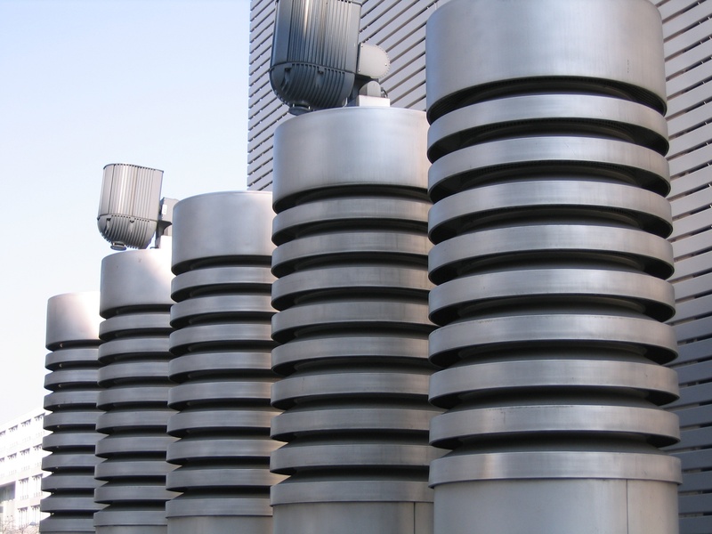 alloy, steel, pipe - tube, building, architecture, 2K, metal, rotating cylinder, machinery, built structure, outdoors, building exterior, large group of objects