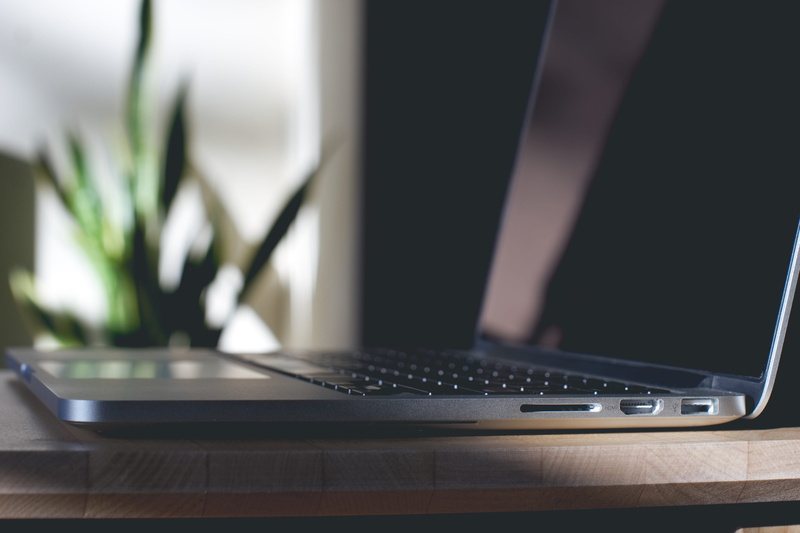 laptop, computer Keyboard, computer equipment, top, table, furniture, gray, black, 4K, photography, communication, keyboard, hand, macbook, no People