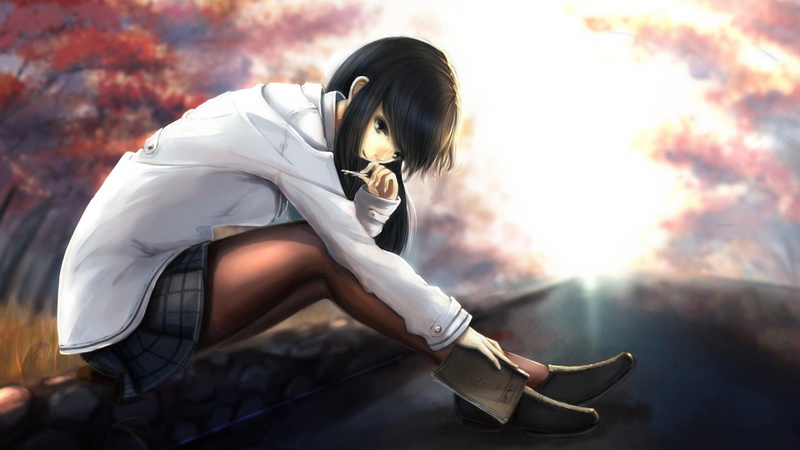 sitting, 1080P, eyes, smile, potential, anime, sitting potential, girl
