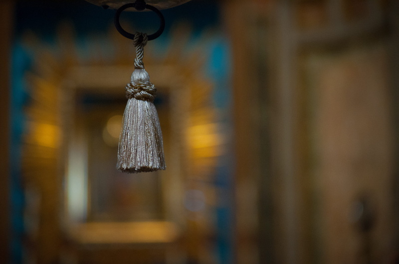 still life, ceiling, indoors, hanging, design, built structure, decoration, photograph, selective, close-up, tassel, threads, focus, pendant, blurred background