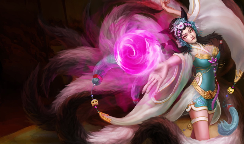 Fox, ears, gesture, one person, 2K, lifestyles, illustration, girl, indoors, blue, look, headshot, three quarter length, magic, multi colored, league of legends