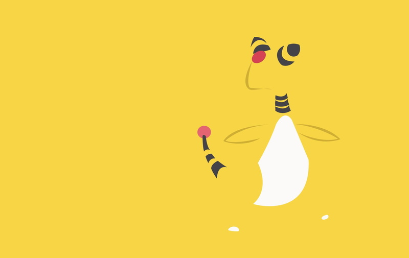 yellow, minimalism, ampharos, background, pokemon, 720P, yellow background, character