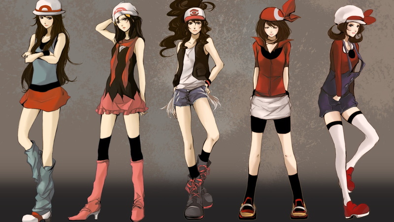 side by side, people, illustration, females, hat, Pokémon, girls, standing, child, indoors, human representation, group of people, pokemon, full length
