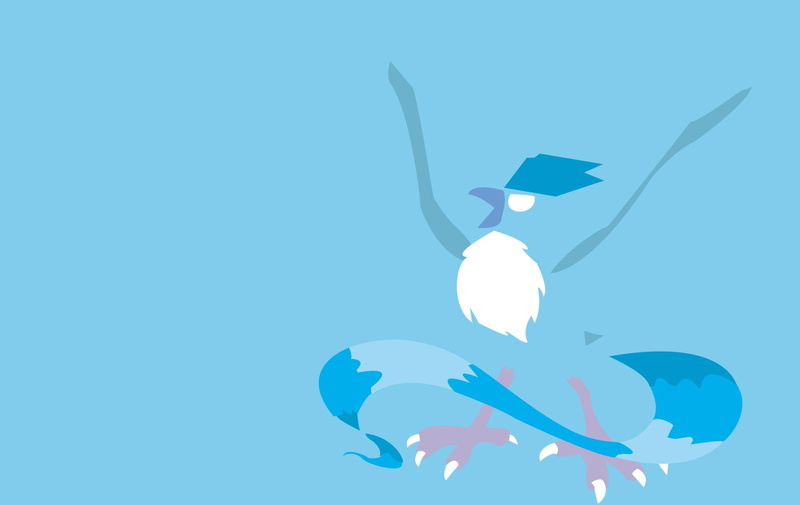 articuno, 720P, minimalism, blue, blue background, background