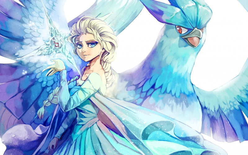 Pokémon, Articuno, Frozen (movie), crossover, Princess Elsa, 720P