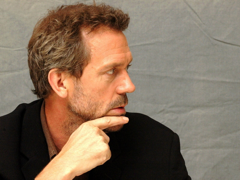 720P, males, looking away, men, indoors, mid adult, s, Dr., close-up, Hugh Laurie, top, looking, actor, mature men, casual clothing, beard, portrait, adult