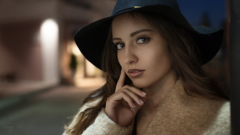 women, Sergey Fat, portrait, 1080P, hat, depth of field, face