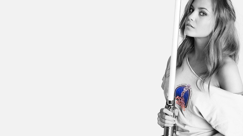 photography, 1080P, hairstyle, young women, grayscale, model, studio shot, copy space, beauty, Nicole Whittaker, white background, Star Wars, woman, adult