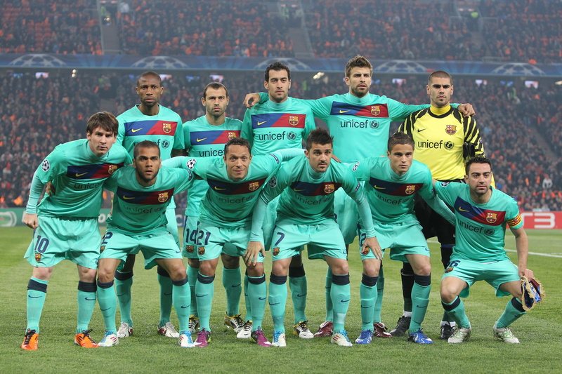 multi-Ethnic Group, competition, outdoors, child, shakhtar barselona 2011, rivalry, sports Team, looking at camera, winning, stadium, soccer, front view