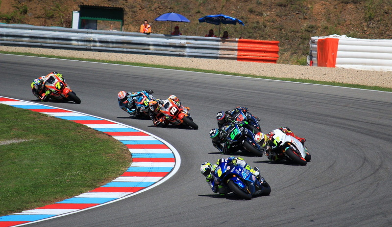 multi colored, motorbike, moto2, men, track and field, power, competition, motorsport, road, sports helmet, grand prix, spectator, crowd, speed, gp, high angle view